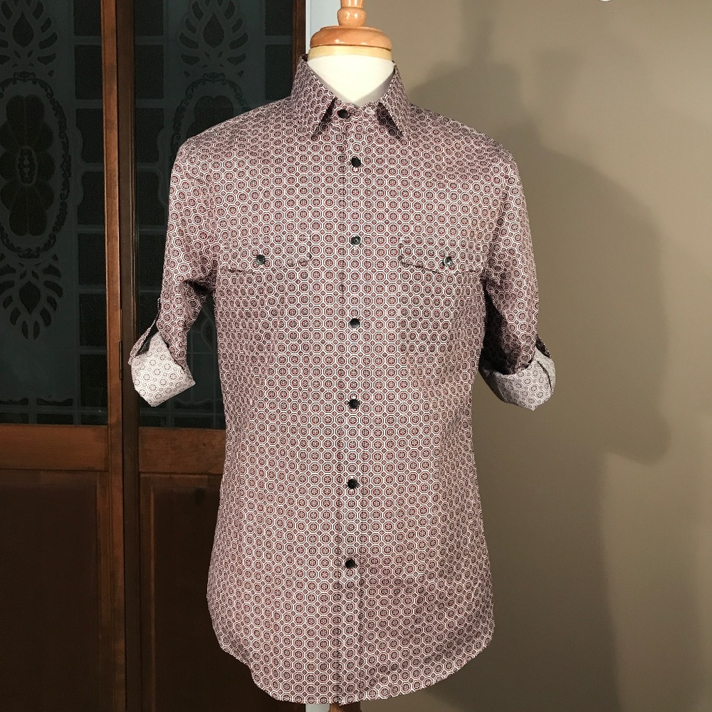 Express Extra Slim Fit Medallion Print Button-Up